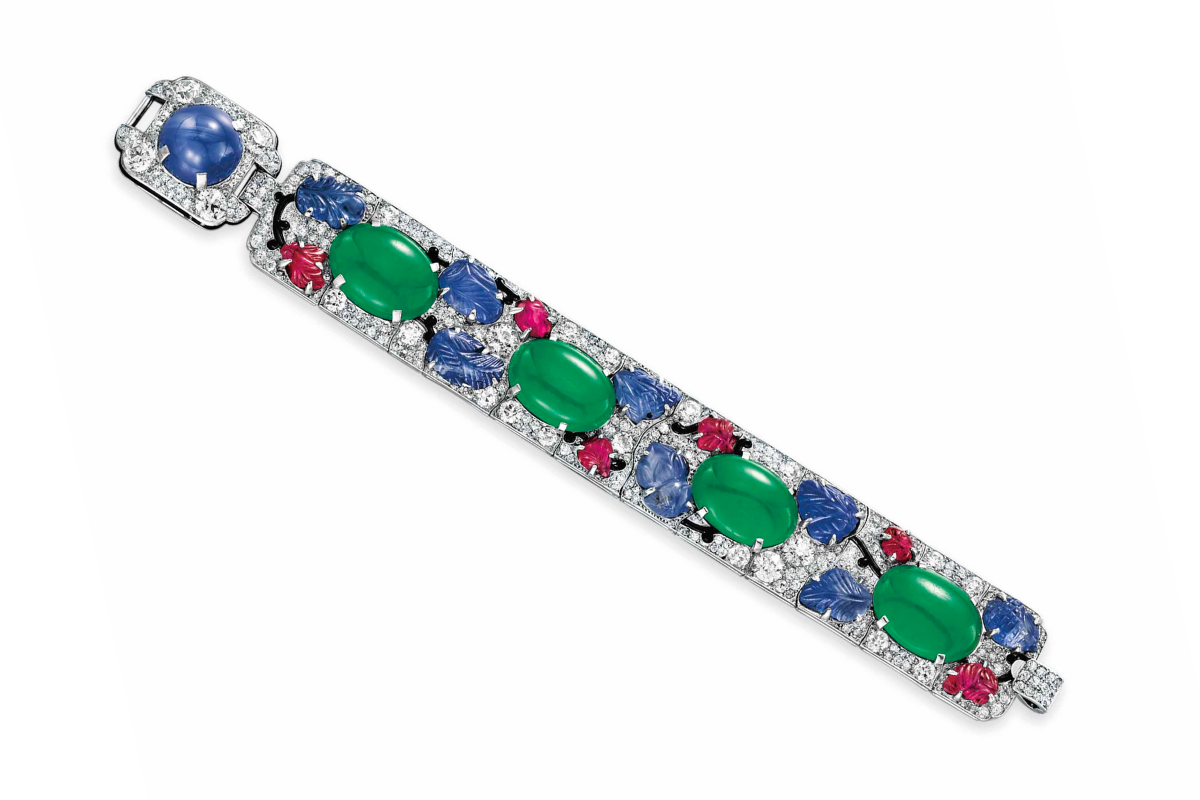 ART DECO DIAMOND AND MULTI-GEM TUTTI FRUTTI BRACELET, BY CARTIER