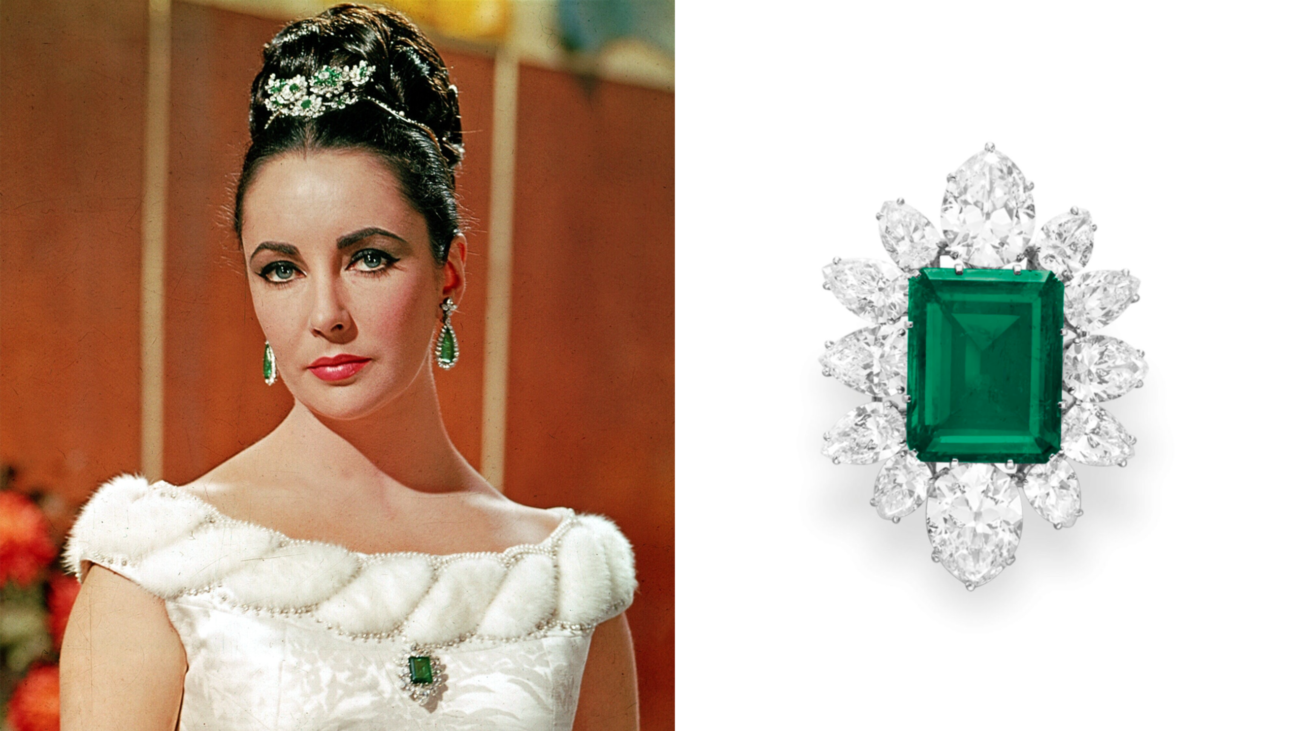 Emerald and diamond pendant brooch by Bulgari