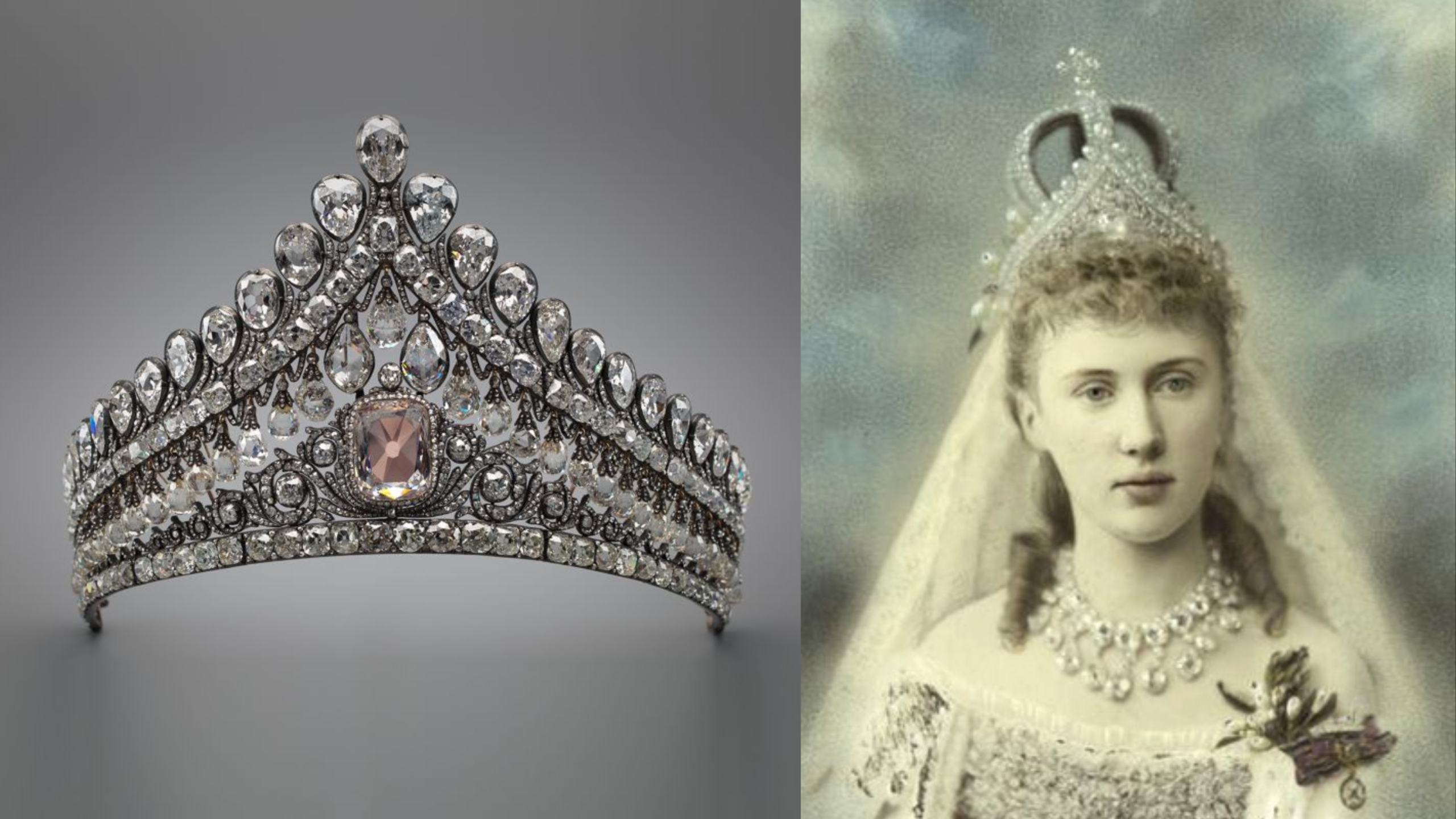 Grand Duchess Elizabeth Mavrikievna with the tiara during her wedding, 1884