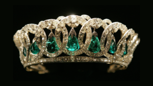 The Vladimir tiara is one of the most famous tiaras to have belonged to the Romanov. It now belongs to the British Crown Treasury.