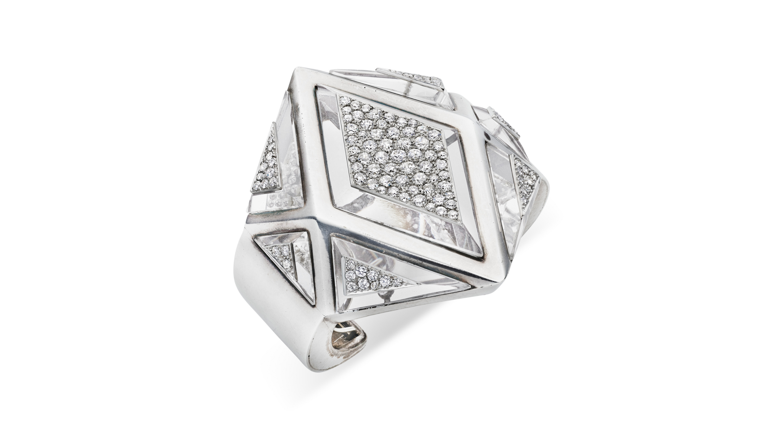 Suzanne Belperron rock crystal and diamond 'Facetté' Cuff Bracelet ©Christie's