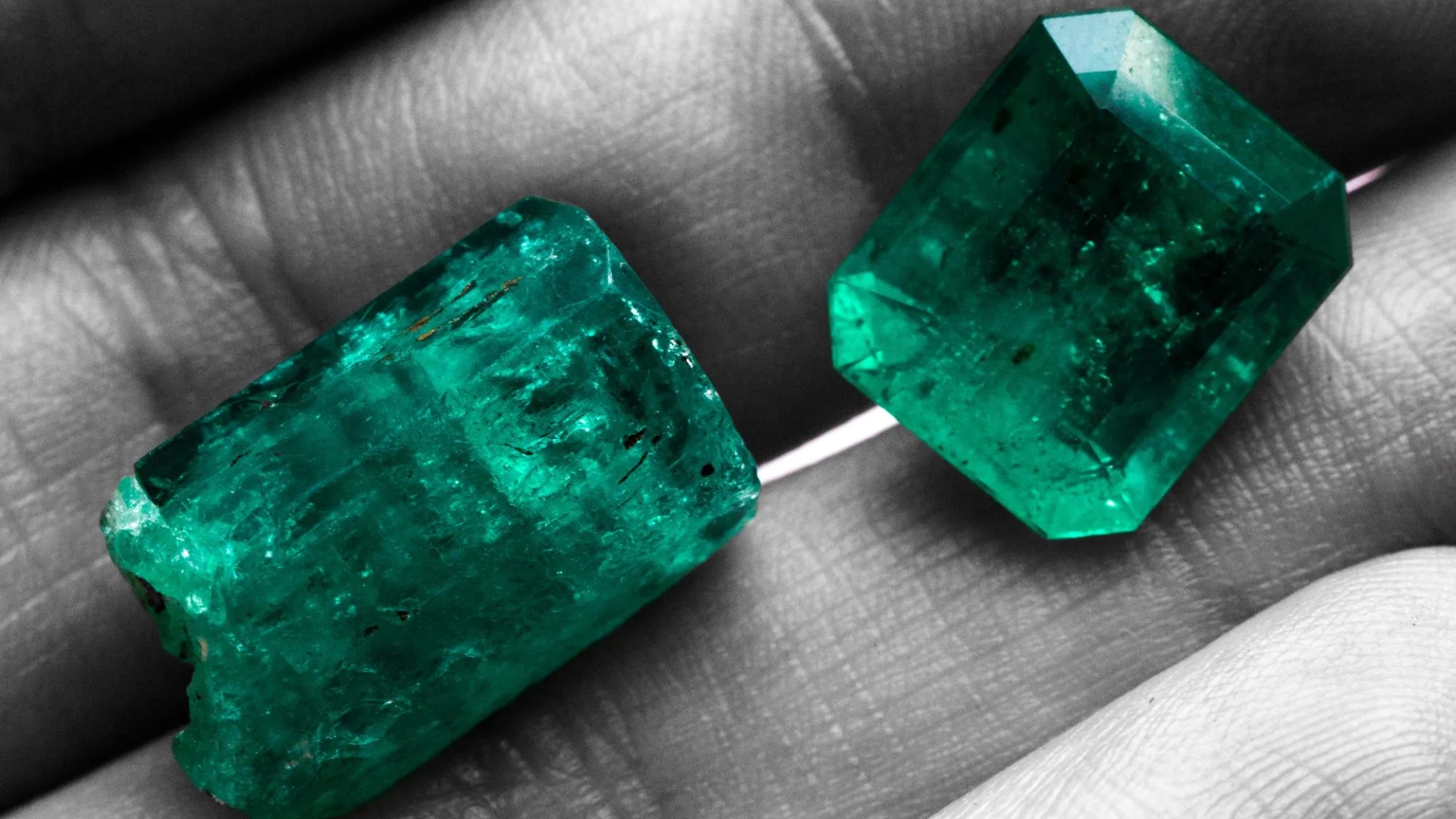 Colombian emerald of intense green, exceptional purity and unique brilliance, extracted from Colombia's famous mines.