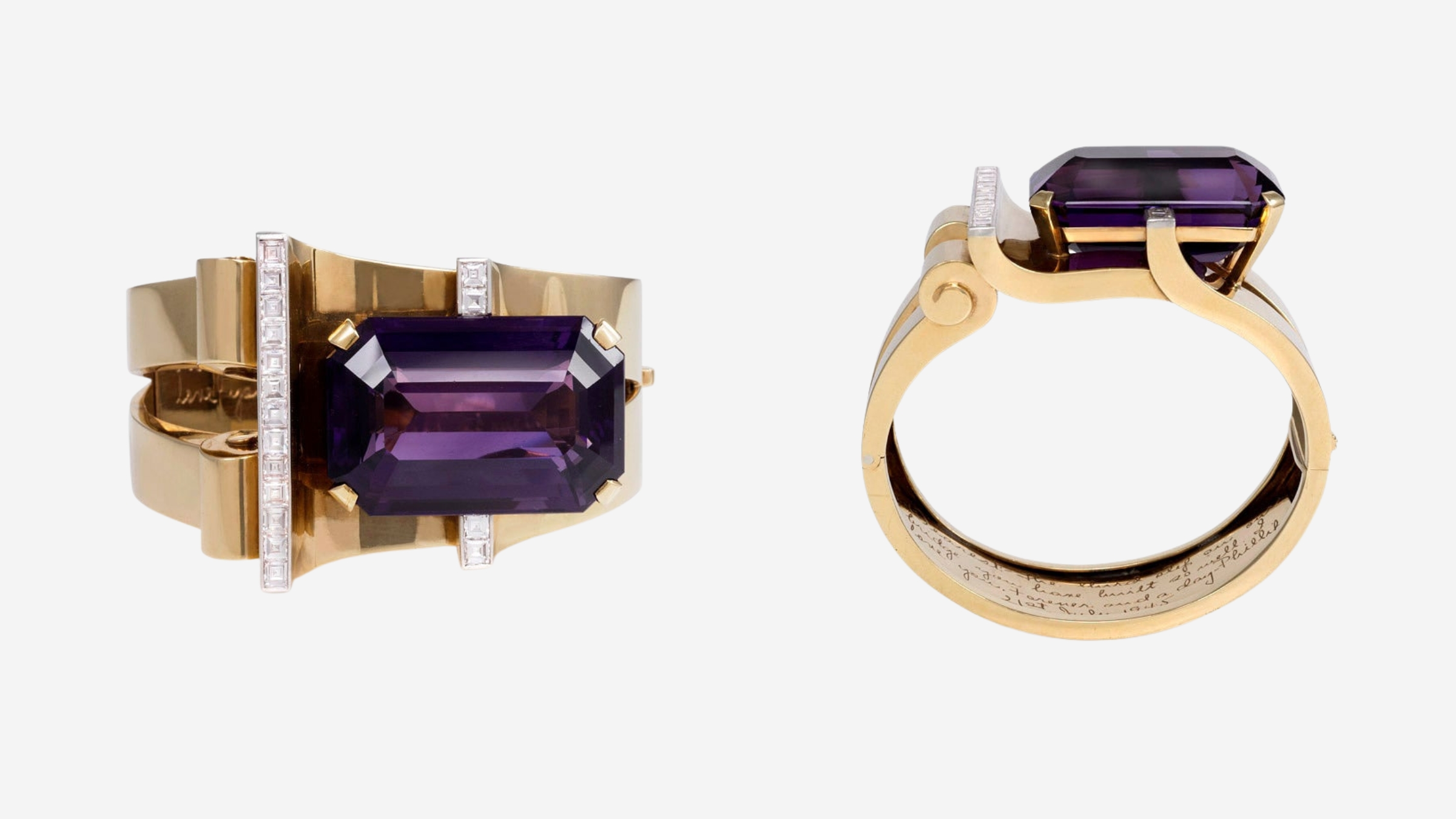 Gold bracelet with diamond and amethyst from the 1940s from the estate of Joan Crawford