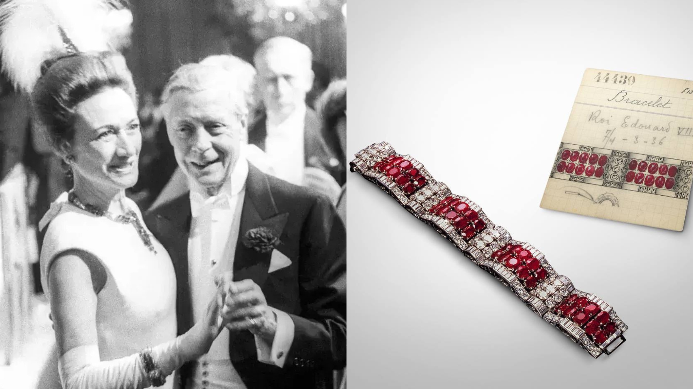 Wallis Simpson, Duchesse de Windsor portant un bracelet et un collier Van Cleef & Arpels